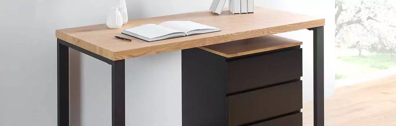 Meuble table console moderne noir et bois